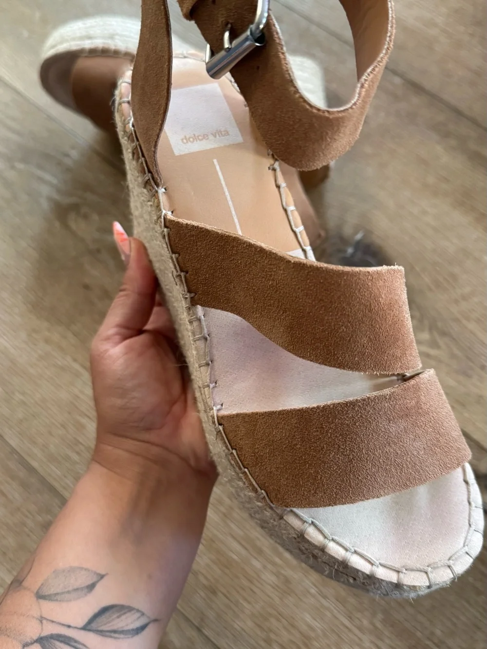 Dolce Vita Tan Suede Espadrille Wedge Sandals